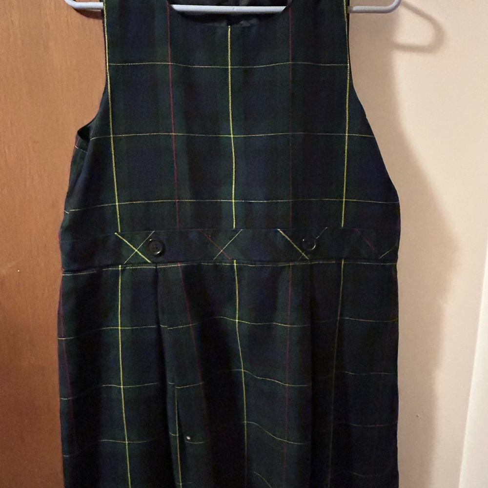 Lands' End Green Pleated Sundress Scoop Neck Sleeveless